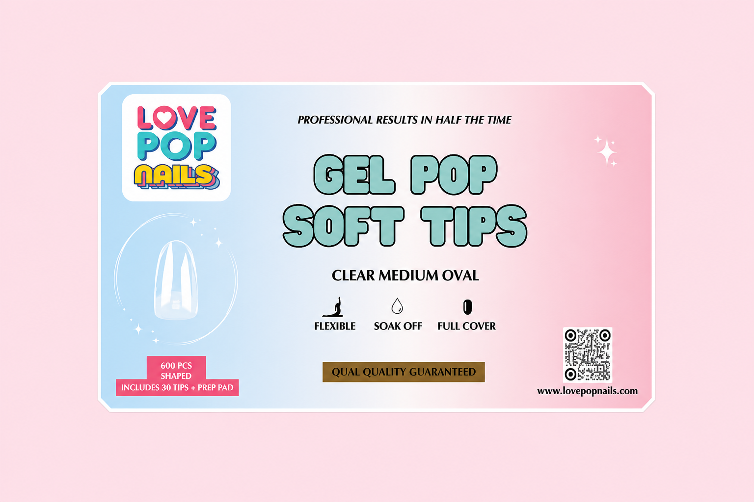 Gel Pop Soft Tips (Clear Medium Oval)