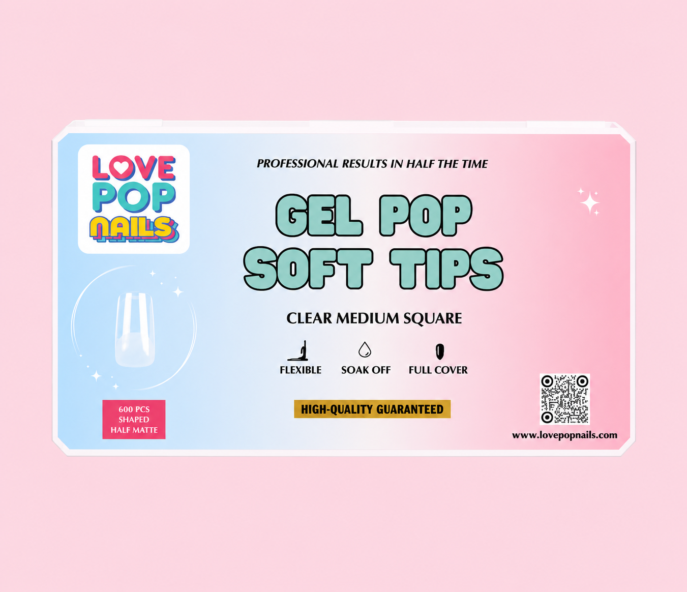 Gel Pop Soft Tips (Clear Medium Square)
