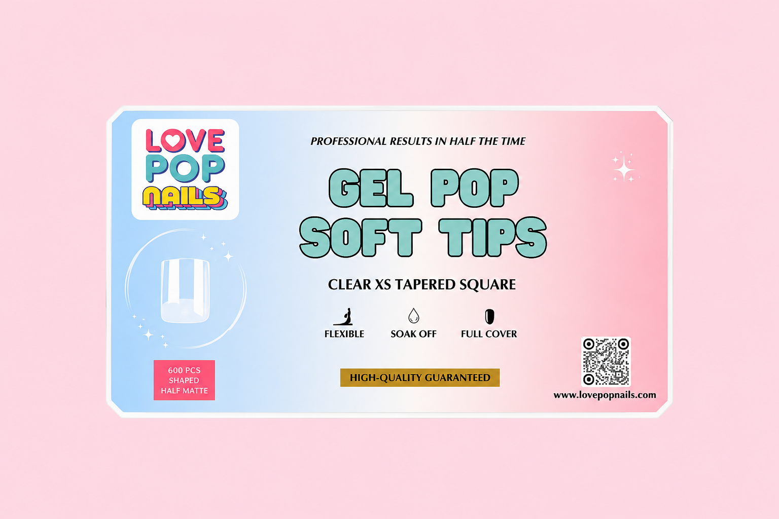 Gel Pop Soft Tips (Clear XS Tapered Square)
