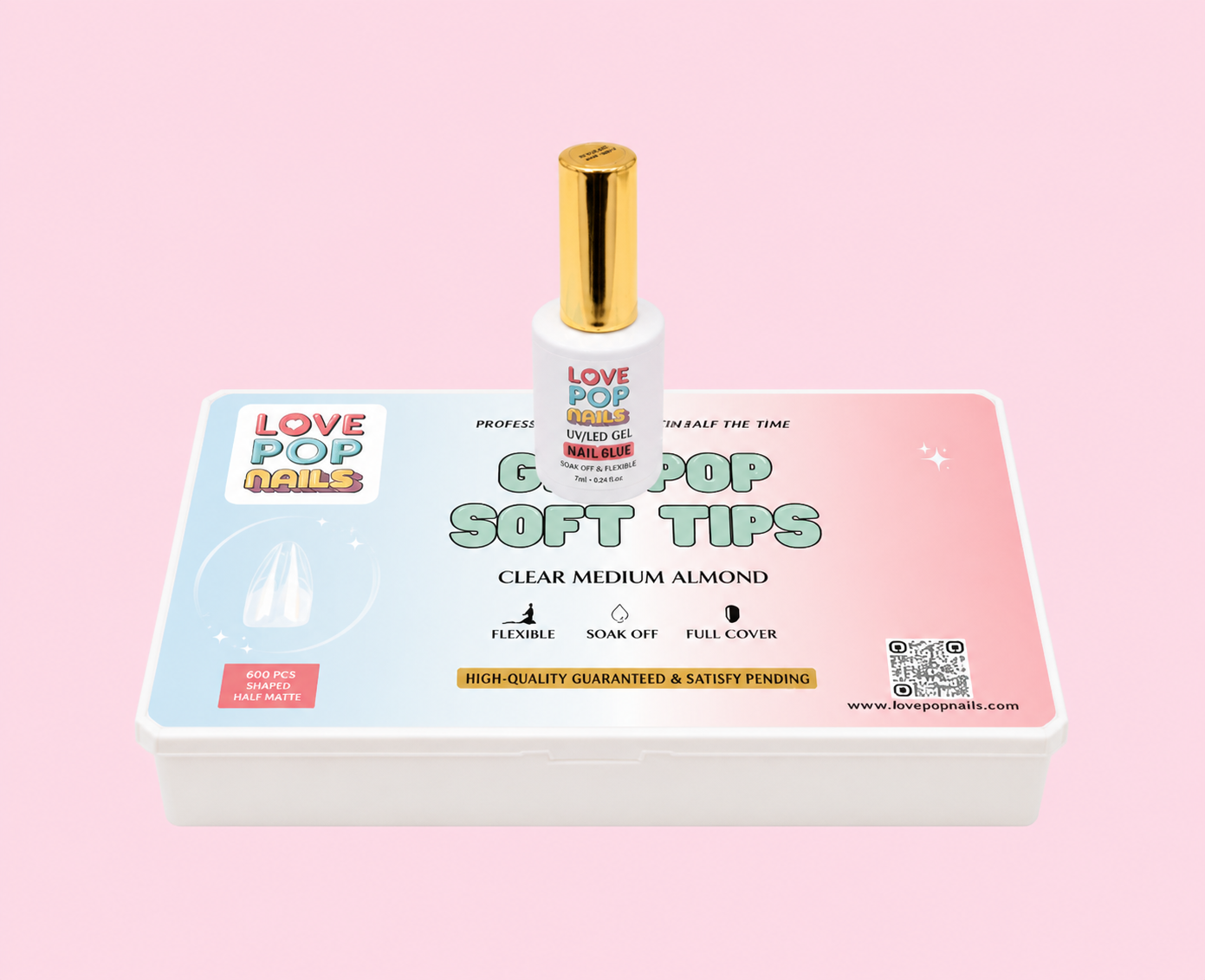 Soft Tips Medium Almond & Soft Gel Glue Bundle