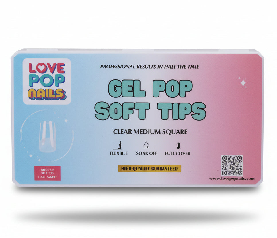 Gel Pop Soft Tips (Clear Medium Square)